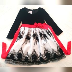 Iris & Ivy size 3T special occasion Christmas holiday dress, black white red